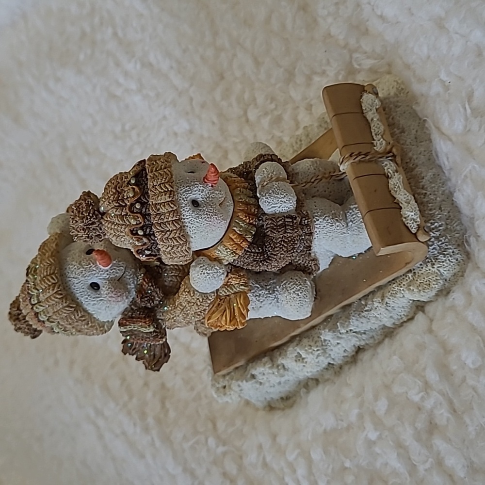 5 Snowman bundle 3 pc Resin sled birds hat Toboggan Christmas Carol Tree Sparkle - Picture 4 of 12